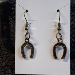 Bronze Horseshoe Dangle Earrings